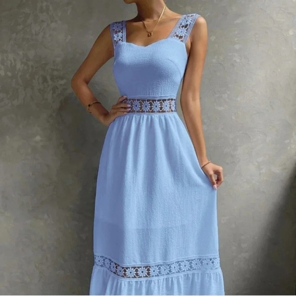 Blue shabby Chic Womens Lace insert Dress - Picture 3 of 5